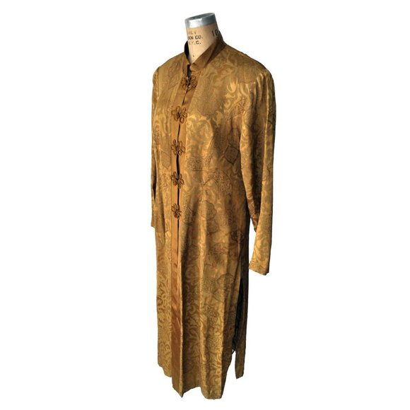 Vintage 70s Golden Asian Frog Button Long Jacket - Picture 5 of 6